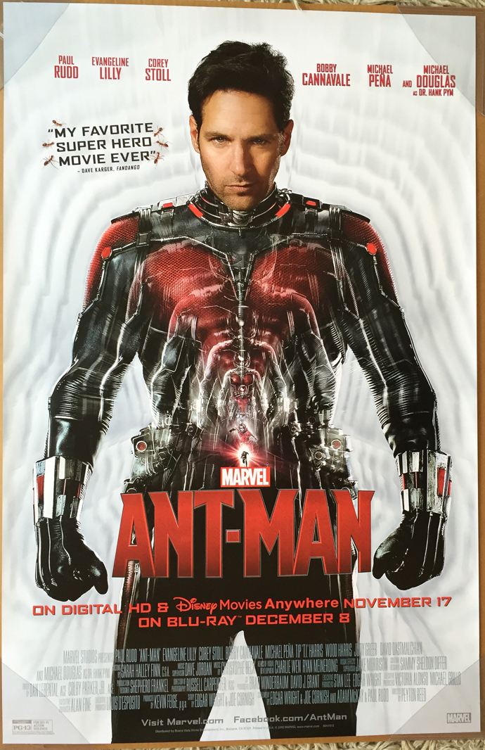 ANT-MAN DVD MOVIE POSTER 1 Sided ORIGINAL 26x40 PAUL RUDD