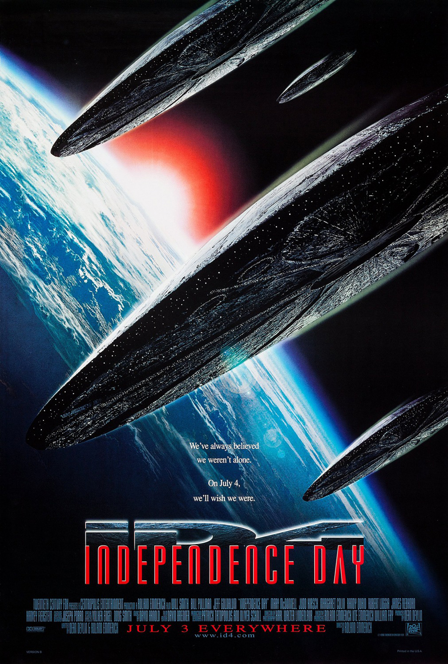 INDEPENDENCE DAY MOVIE POSTER 1 Sided ORIGINAL Version B VF 27x40