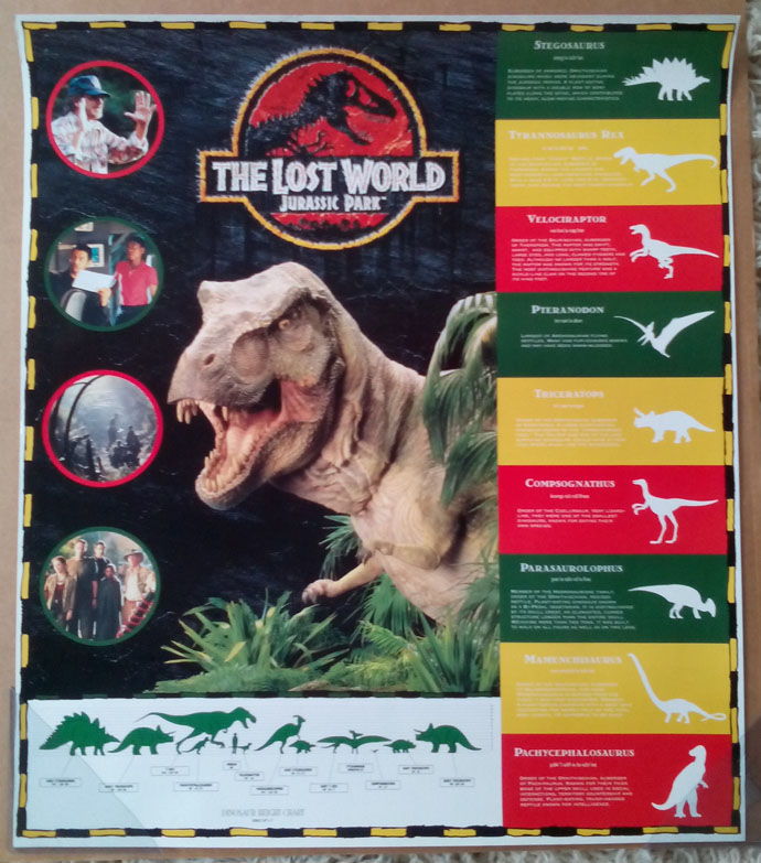 JURASSIC PARK LOST WORLD MOVIE POSTER 2 Sided ORIGINAL DINO FACTS