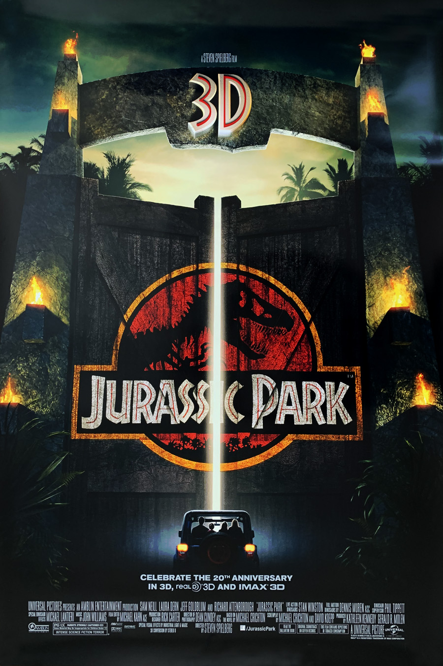 Jurassic Park 3d Movie Poster 2 Sided Original Final 27x40 Steven Spielberg Ebay