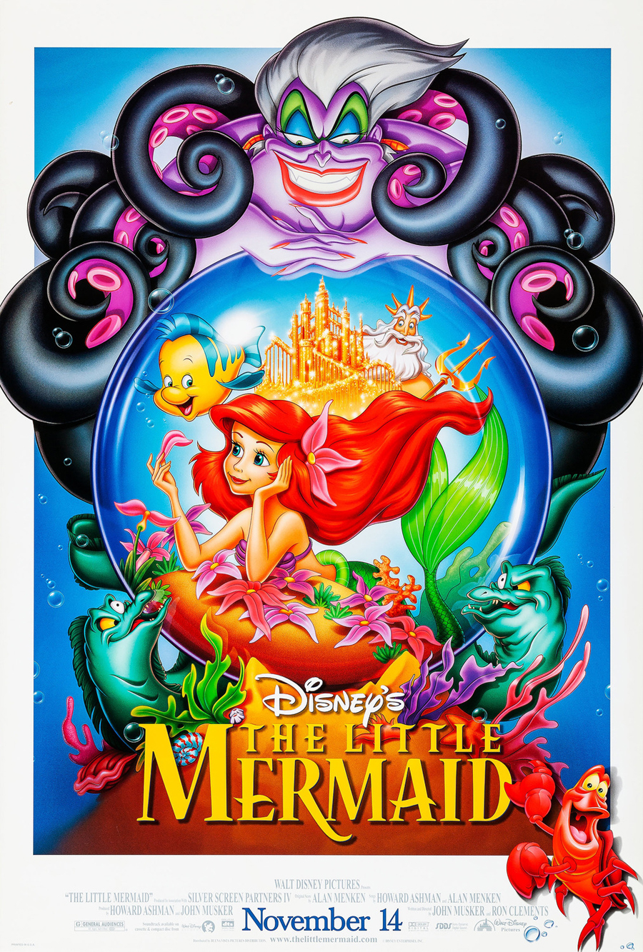 THE LITTLE MERMAID MOVIE POSTER 2 Sided ORIGINAL ROLLED