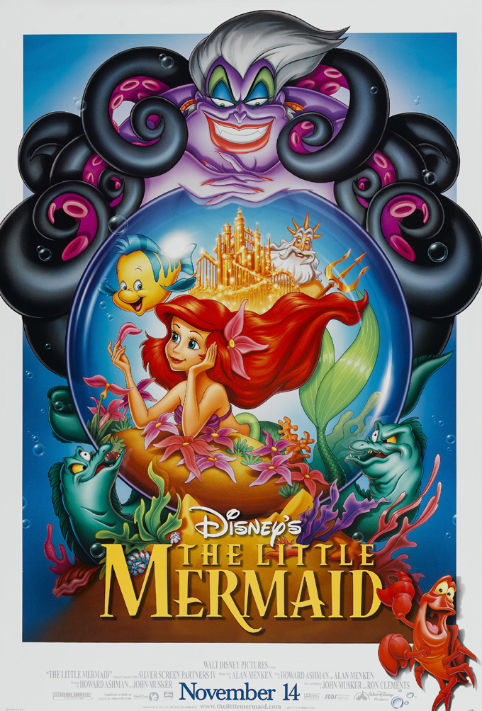 the little mermaid movie poster 2 sided original rolled 27x40 disney