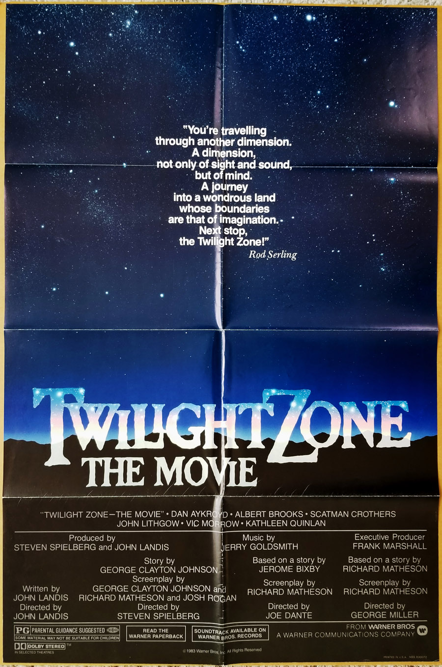TWILIGHT ZONE THE MOVIE POSTER 1 Sheet ORIGINAL FOLDED 27x41